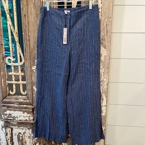 Nic + Zoe Rumba Linen Pants - NWT - Blue/White Stripe - Sz 8